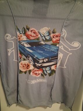 Hot Wheels Graphic Hoodie - Blue Car & Roses